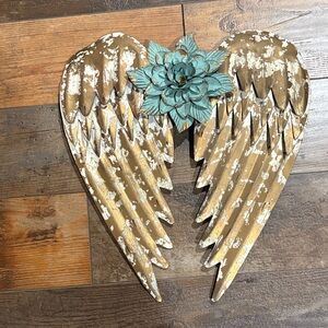 Gold and Teal Angel Wings Wall Decor